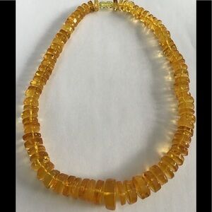 Huge Lemon Baltic Amber Disc Necklace 51.7 Grams